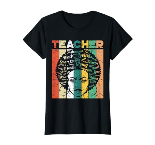 Black Woman Teacher Afro Retro Black History Month Regalo Camiseta