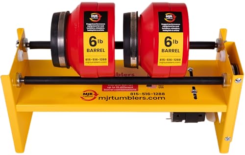 MJR Tumblers Commercial Duty Rock Tumbler. Capable of Running 18 Barrel Sizes & Combinations. Unmatched Quality, Durability & Versatility. (6lb & 6lb Large Base Rock Tumbler No Kit)