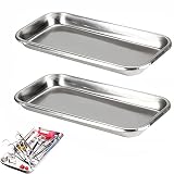 【Tamaño】 El tamaño de la bandeja de acero inoxidable es de 22,5x11,7x2 cm, el peso único es de 100 g, tamaño pequeño y peso ligero. Fácil de transportar y que ocupa poco espacio.