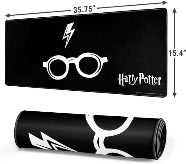 Skinit Extra Large Gaming Mouse Pad - Officially Licensed Wizarding World Harry Potter Scar and Glasses Design with Stitched Edges, Waterproof, Non-Slip Rubber Base, Desk Mat for Keyboard & Mouse