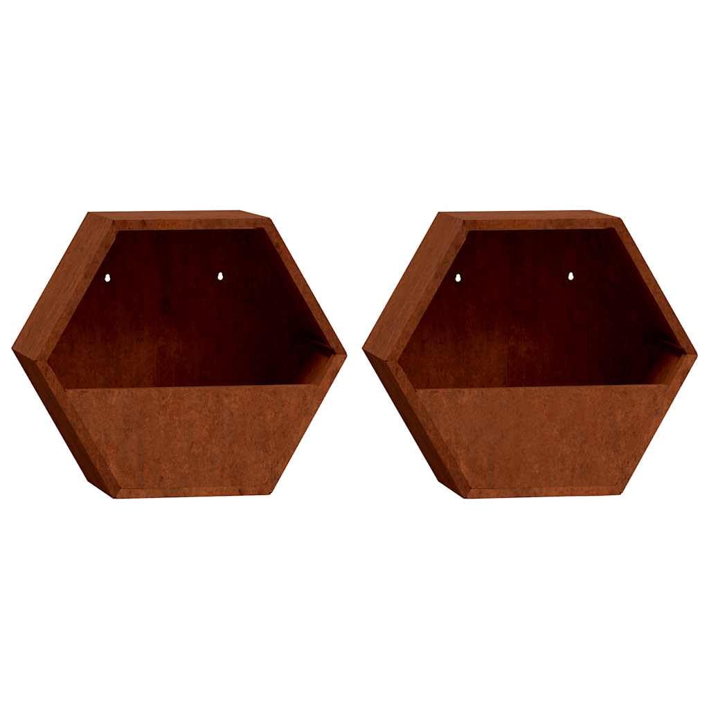 vidaXL Corten Steel Wall Planter - 40 x 46 x 10cm - Brown