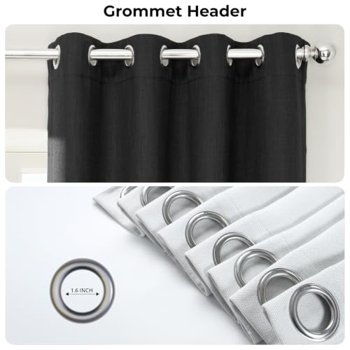Image of HPD Half Price Drapes Grommet Linen Curtains 120 Inches Long Room Darkening Curtains for Bedroom & Living Room (1 Panel), 50W x 120L, Essential Black