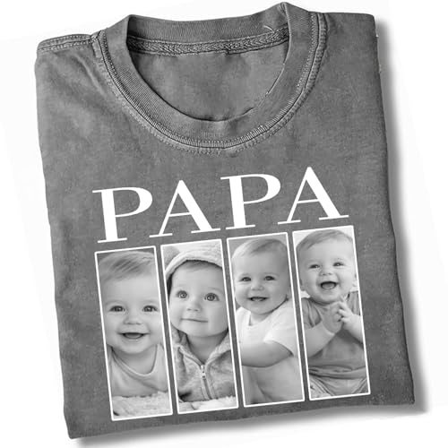 NAZENTI Personalized Papa Shirt, Custom Papa Shirts with Photo Kids, Fathers Day Shirt Gifts Grandpa, Personalized Grandpa Sweatshirt, Vintage T-Shirt