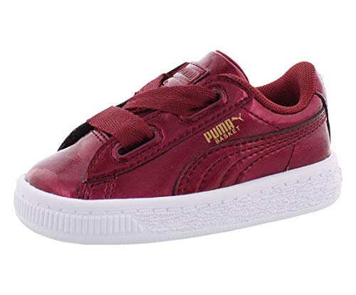 PUMA Basket Heart Glam Infant/Toddler Shoes Size 9, Color: Tibetan Red