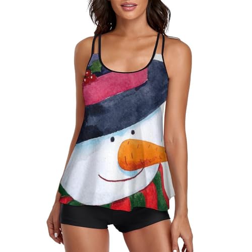 Maillot de bain tankini femme bonhomme de neige avec short de garçon et robe de plage intégrée