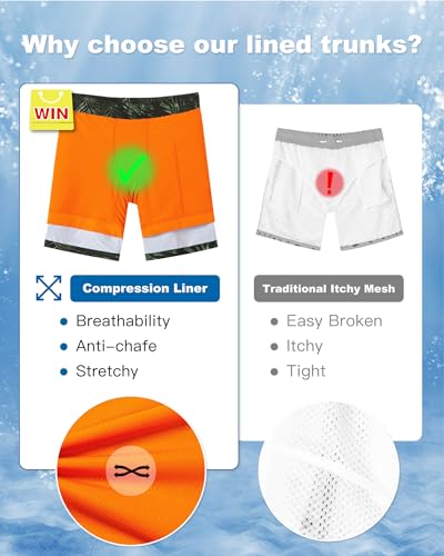 Image of SURF CUZ Mens Swim Trunks with Compression Liner Swim Shorts 7 inch Swimming Trunks Stretch 7 Inch Swim Suits Quick Dry