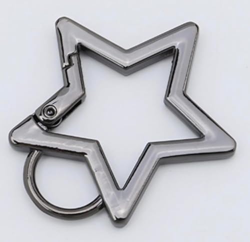 Gun Black Star Shaped Stainless Steel Keychain Clip Carabiner Snap Hook Holder Star Carabiner Hook Clip Key Holder Carabiner Clip for Keys and Wallet with Key Chain Rings,Accessory,Keychain Carabiner