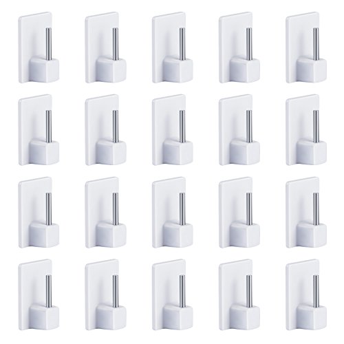 LIHAO 20 PCS Self-Adhesive Plastic Hooks for Curtain Rods