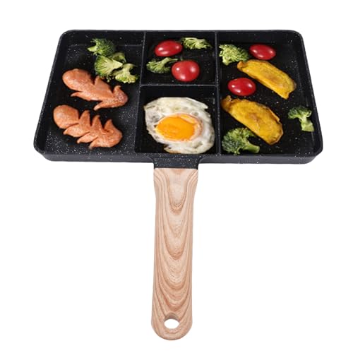 Poêle à gril divisée à 4 sections en aluminium pour petit-déjeuner et œufs - 4