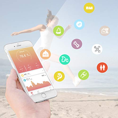 DEIK Body Fat Scale, Bluetooth Bathroom Scale with Smartphone APP, 18 Body Composition Analysis, High Precision Sensors, LCD Backlit Display, Include 3 AAA Batteries, Black - Thumbnail 5