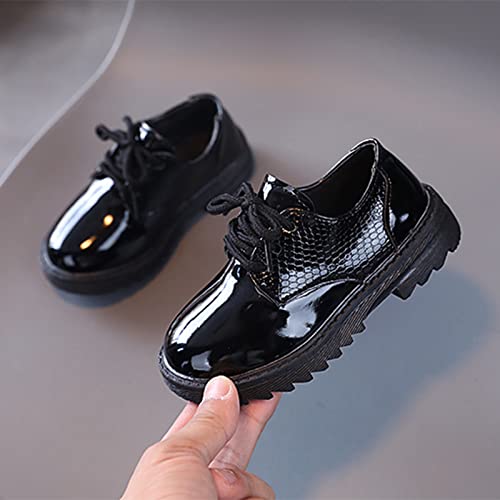 Summer and Autumn Fashion Cute Girls Casual Shoes Solid Color Lace Up Round Toe Thick Bottom Girl Boot Size 1 (Black, 18-24 Months)4