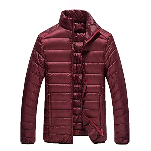 Doudoune pliable homme vêtement chaud compact col montant rouge bordeaux M