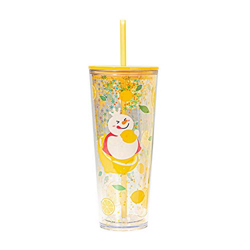 SANXDI Reismok met stro en deksels 720ML dubbele muur geïsoleerde Tumbler Drink Cup Cartoon Sneeuwpoppen Thema Herbruikbare Koffiebeker voor Kinderen Vrouwen Volwassenen