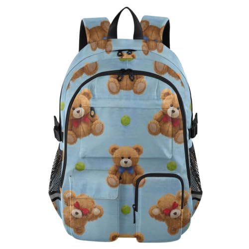 Image of WDdZzyy Laptop Backpacks Cartoon Cute Brown Teddy Bear Bookbags for Teen Boys 17.5 inch