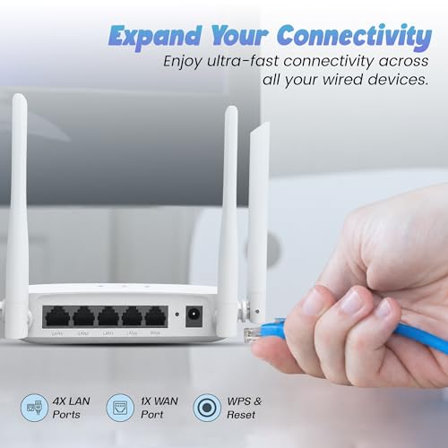 Image of PunnkFunnk WT-14 WiFi Router |Stable Internet Connection | 300M High Speed Wireless Router for Home & Office | Four high gain Antennas | IPv6 Compatible | Wide Coverage WiFi Router | Easy Setup