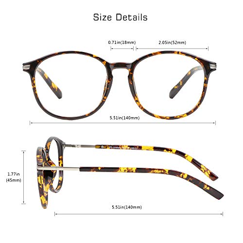Image of VisionGlobal Blue Light Blocking Glasses for Women /Men, Anti Eyestrain, Computer Reading, TV Glasses, Stylish Oval Frame, Anti UV, Anti Glare(Tortoise,0.50 Magnification)