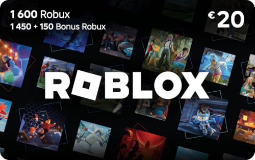Carte-cadeau numérique Roblox - 1 600 Robux [Comprend un item virtuel exclusif] [Code de jeu en ligne]
