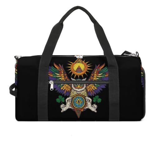 Tattoo Owl Funny Gym Bag for Women Men Carry On