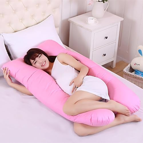 Travesseiro Corporal para Gestantes em Formato U com Suporte para a Gravidez (Rosa)
