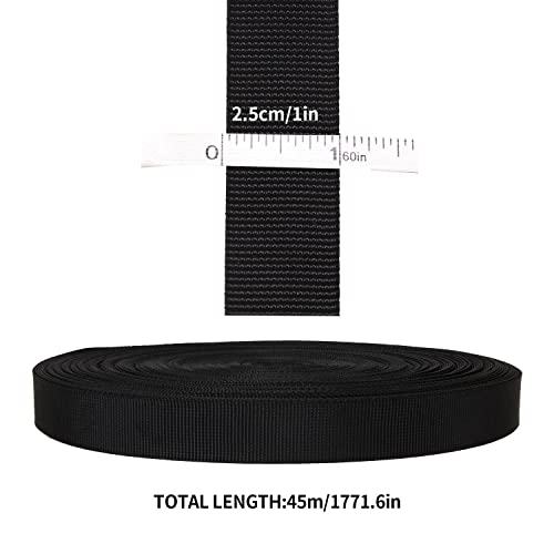 Zoeyes 1 Inch Heavy Duty Nylon Webbing 50 Yards Black Nylon Strapping Flat Webbing Strap, Great For Dog Leash, Collars, Seat Belt, Backpack, Outdoor Diy Gear Repair, Crafts #TOP1