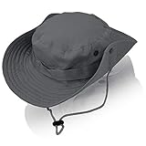 Taeku Buschhut Herren Damen Mesh Bucket Boonie Hat Breite Krempe Sonnenhut mit Kinnband Fischermütze Outdoor Angelhut (Grau)