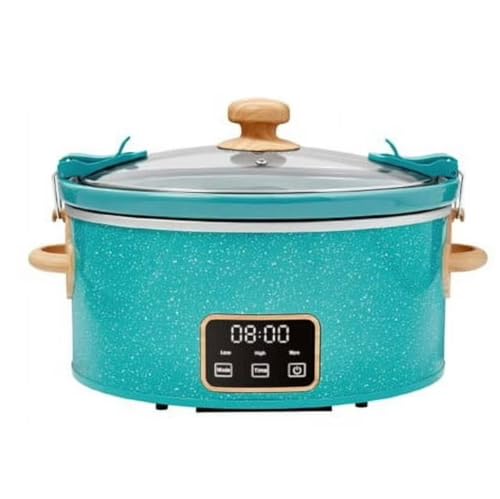 Stunning PIONEER Woman 6 QT Slow Cooker Locking Lid Digital Healthy Eating - (Teal~Speckle)