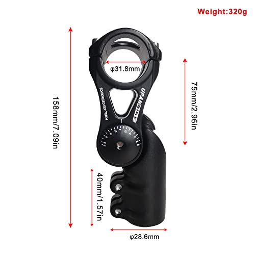 UPANBIKE Bike Stem Adjustable 31.8mm 130 Degree 75mm 95mm 130mm Aluminum Alloy Handlebr Riser Extender for MTB BMX Mountain Bike Road Bike (Black 31.8 * 75) - Image 2