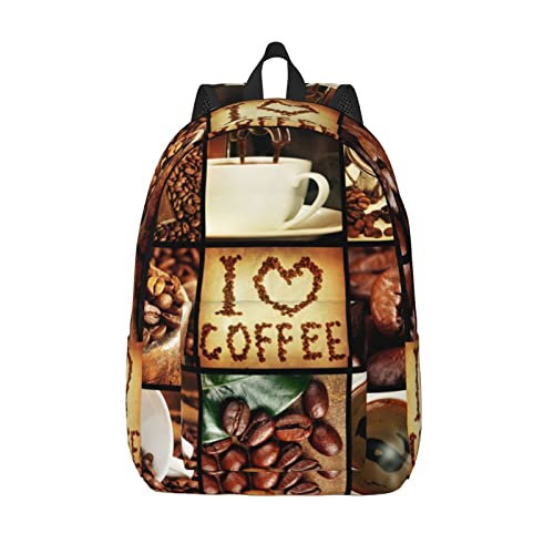 Sac à dos ordinateur portable avec motif roses et collage café taille M