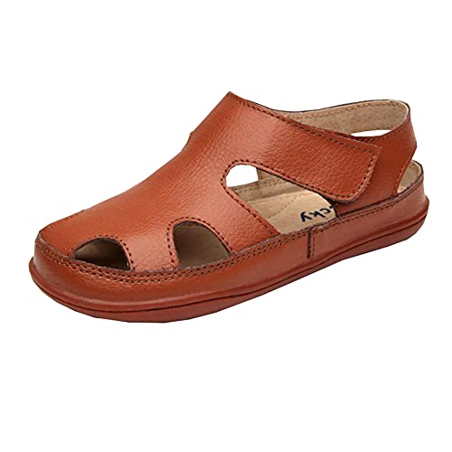 Catálogo de Calzado Coloso al mejor precio. 43 Auhoho Sandalias de piel con puntera cerrada para niños y niñas, Marrón, 17.5 MX Niño pequeño