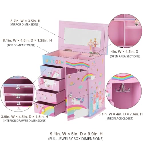 Joyero para niñas de 5 capas para evitar pérdidas de joyas rosa 5