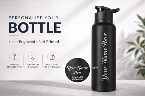 Image of Fitness Mantra Name Customisation 1 Litre Water Bottle | Personalised Bottle with Custom Name Engraving | BPA Free, Leakproof | Ideal for Gym, School & Gifting| Pulse|