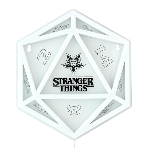 Paladone Stranger Things D20 Neon LED Wall Light - Dice Shaped RGB Glow Light for Gaming Room Decor USB Powered LED Sign for Bedroom Desk