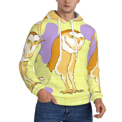 JaoXer Large Men's Fleece Hoodie &acirc;&euro;&ldquo; Trendy Standing Owl Print Long Sleeve Pul