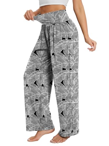 Image of Gracyoga Wide Leg Yoga Pants for Women Casual Loose Cozy Sweatpants High Waisted Lounge Pajama Flowy Pants With Pockets
