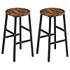 Bar Stools Set of 2 Round Bar Chairs with Footrest 244 Inch Kitchen Breakfast Bar Stools Industrial Bar Stools Easy Assembly for Dining Room Kitchen Rustic Brown BAHR0201Z