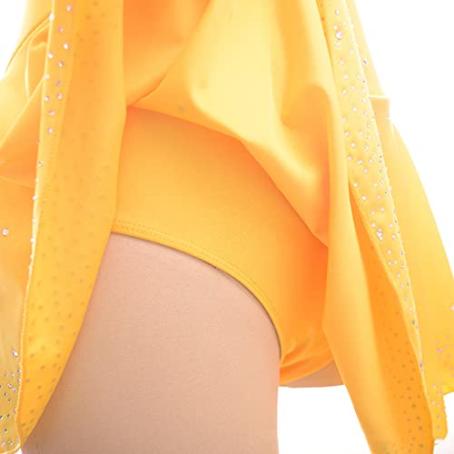 Vestidos De Patinação Artística, Malha De Strass Gaze Manga Comprida Ginástica Traje De Dança Traje