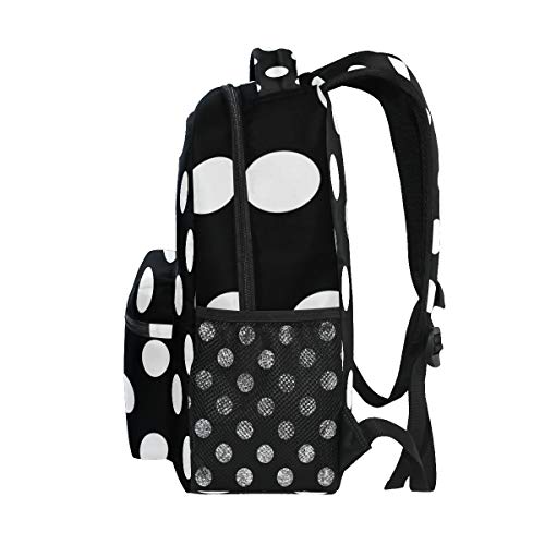 ALAZA Black White Polka Dot Backpack Daypack School Bag Travel Shoulder Bag for Students Boys Girls4