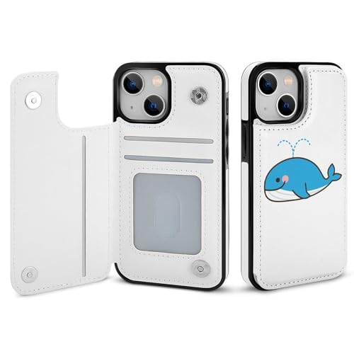 適用 iPhone13Mini用ケース 手帳型 かわいい クジラ スマホケース カード収納 スタンド機能 アイフォン13Miniケース 耐衝撃 PUレザー カバー 財布型 Case