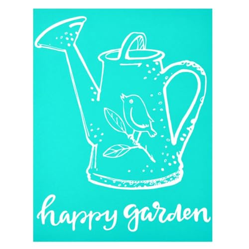 MANGOUSONG Screen Printing Kit,21x28cm Happy Garden Silk Screen Stencils Reusable Silkscreen Print Kit for Printing Handbag Decoration Template Seal Tool