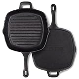 Chefarone Padella Grill Ghisa Smaltata 25,5 cm – Padella Bistecchiera con Beccuccio per Co...
