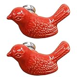 BESPORTBLE 2 Stück Süße Vogel Schranktürknöpfe Keramik Schubladenknöpfe Kommode Kleiderschrank Zuggriff für Schrank Schublade Möbelknöpfe Rot