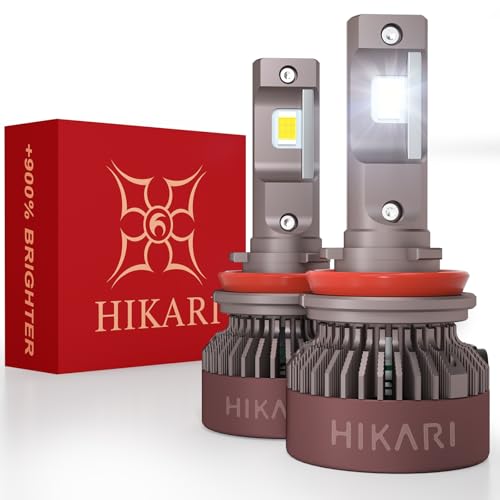 Image of HIKARI WINGS H11 Foglight, 60000LM Pure White 6000K LED Bulbs, Plug & Play IP68 Waterproof Pack of 2