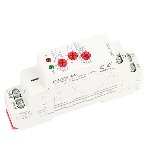 Relé de control de voltaje monofásico GRV8-02 para protección contra sobrevoltaje en carril DIN 2