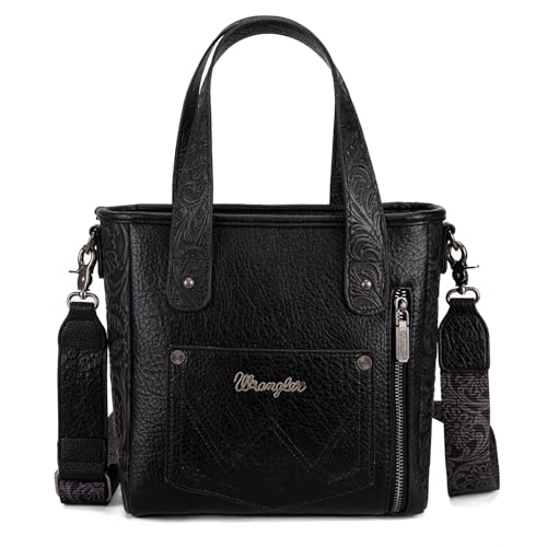 Image of Montana West Wrangler Cowhide Tote Bag for Women Western Tooling Handbag Leather Fringing with Turquoise Stone Concho