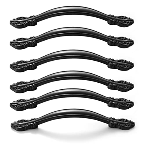 Ylinwtech 6 PCS Poignee de Meuble Vintage, Poignées de Placard, Poignet de Porte Cuisine Vintage pour Armoires,Cuisine,Tiroirs,Portes de Jardin(Noir, Avec Des Vis)