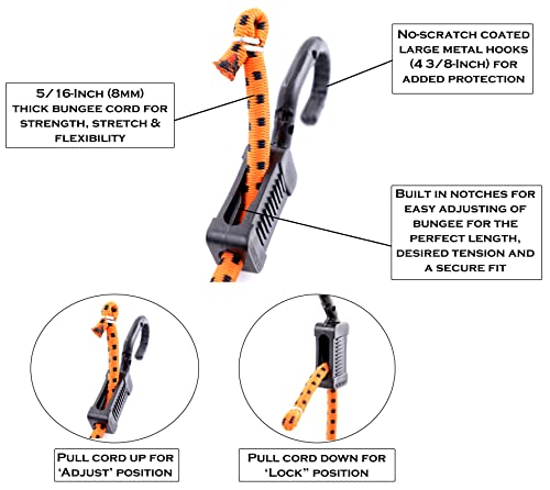 Kotap MABC-18 All- Purpose Adjustable Bungee Cords with Hooks, 18-Inch, Orange/Black, 10 Count - Image 2