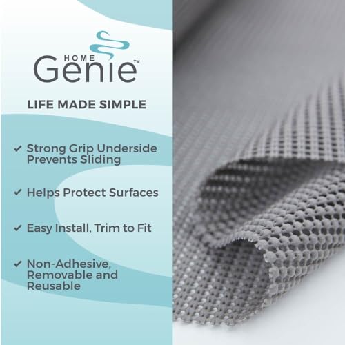 HOME GENIE Shelf Drawer and Cabinet Liner, Durable with Strong Grip, 12 in x 20 FT, Non Adhesive Liners Protect Kitchen Cabinets and Cupboard, Pantry, Bathroom Drawers and Shelves, Desks, Soft Gray