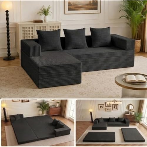 79'' L Shaped Couches for Living Room, Cloud Sectional Couch, Boneless Couch with Deep Seat Left Facing Chaise, Modular Sectional 3 Seater Sofa for Apartment Furniture, No Assembly Needed
