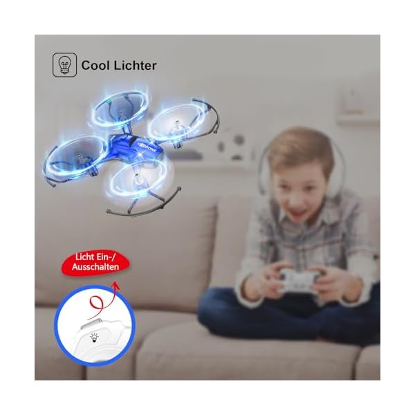 Wipkviey T16 Mini Drohne für Kinder, RC-Quadrocopter für Anfänger mit 2 Batterien, mit Lichtern, Höhenhaltung, 3D-Flip, Einfach zu Fliegendes, Spielzeug Geschenke für Jungen – Bild 6