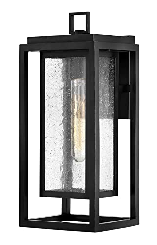 Hinkley Republic 1004BK Medium Outdoor Wall Mount Lantern - Transitional/Modern, Double Frame Design, Composite, Anti-Fading - Black Finish